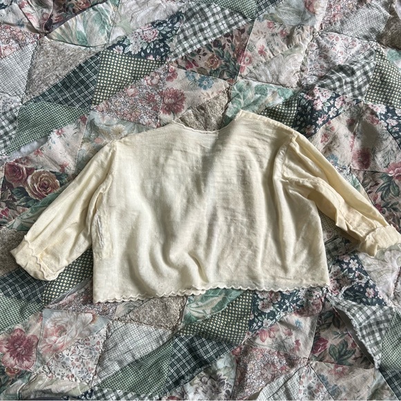 Antique Handmade Flannel Embroidered Cardigan - Picture 5 of 8